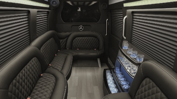 Interior of Brighton Party Bus Company's 14 Passenger Sprinter Limousine in Brighton