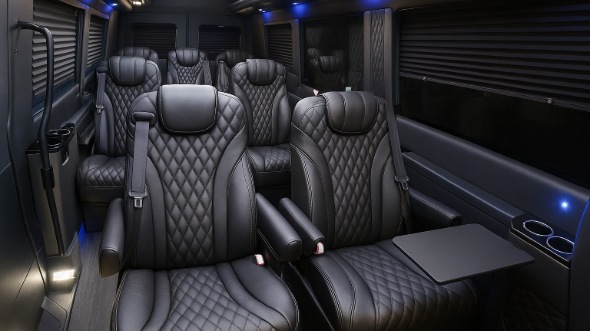 Interior of Colorado Party Bus Company's 15 Passenger Minibus in Colorado