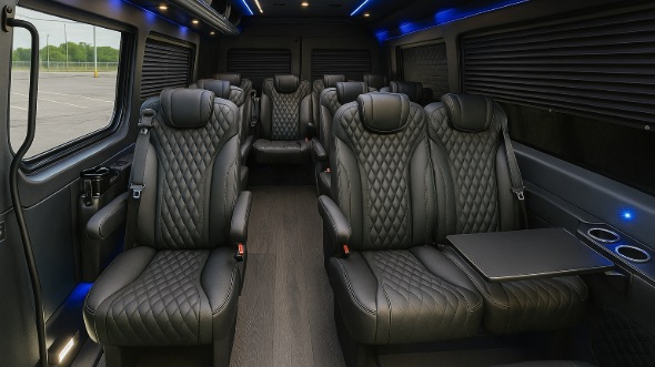 Interior of Colorado Party Bus Company's 18 Passenger Minibus in Colorado