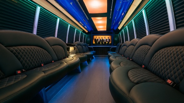 Interior of Castle Rock Party Bus Company's 20 Passenger Party Bus in Castle Rock