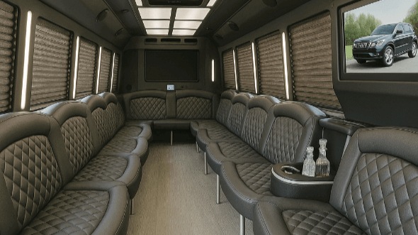 Interior of Denver Party Bus Company's 20 Passenger Party Bus in Denver