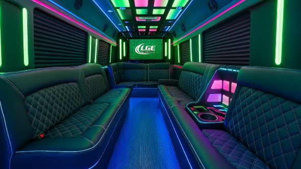 Interior of Littleton Party Bus Company's 25 Passenger Party Bus in Littleton