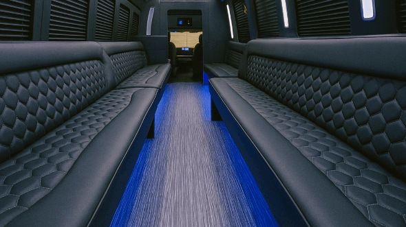 Interior of Thornton Party Bus Company's 28 Passenger Party Bus in Thornton
