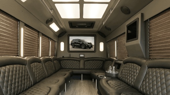 Interior of Commerce City Party Bus Company's 30 Passenger Party Bus in Commerce City