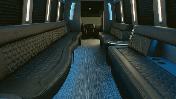 Interior of Highlands Ranch Party Bus Company's 30 Passenger Party Bus in Highlands Ranch