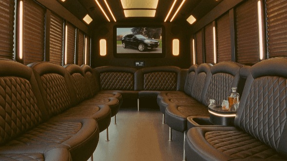 Interior of Colorado Springs Party Bus Company's 40 Passenger Party Bus in Colorado Springs