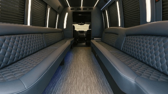 Interior of Highlands Ranch Party Bus Company's 40 Passenger Party Bus in Highlands Ranch