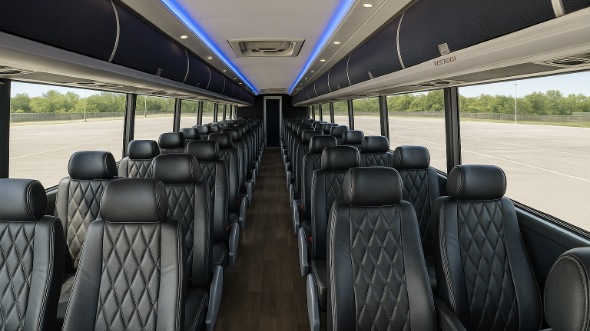 Interior of Colorado Party Bus Company's 44 Passenger Charter Bus in Colorado