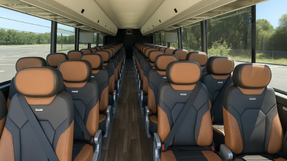 Interior of Colorado Party Bus Company's 45 Passenger Charter Bus in Colorado