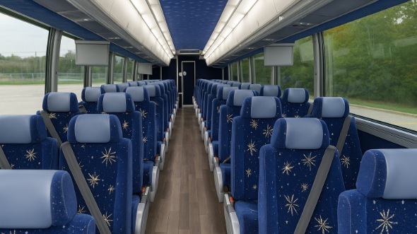 Interior of Colorado Party Bus Company's 46 Passenger Charter Bus in Colorado