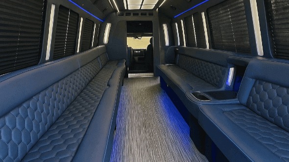 Interior of Arvada Party Bus Company's 50 Passenger Party Bus in Arvada