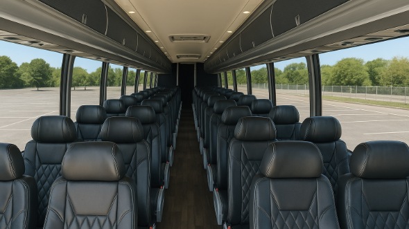 Interior of Colorado Party Bus Company's 54 Passenger Charter Bus in Colorado
