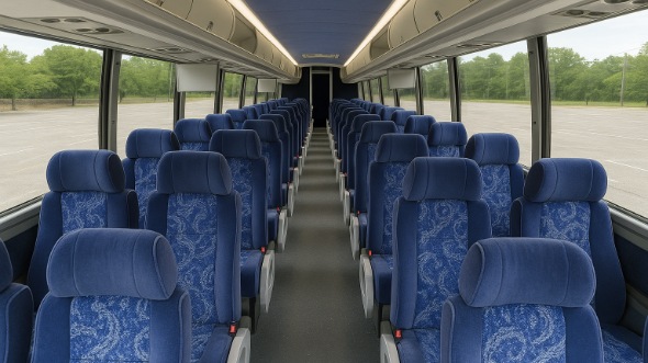 Interior of Colorado Party Bus Company's 55 Passenger Charter Bus in Colorado