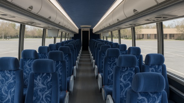 Interior of Colorado Party Bus Company's 56 Passenger Charter Bus in Colorado